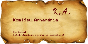 Komlósy Annamária névjegykártya